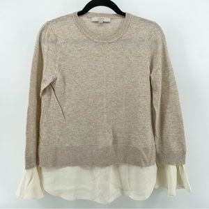 Loft Women’s Sweater Shirttail Cream Knit Business Casual S